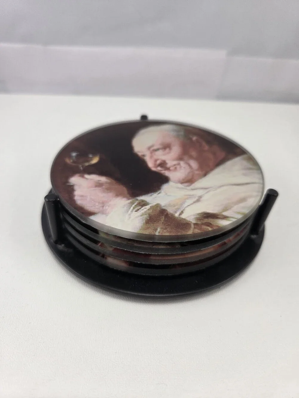 Parastone Mouseion Eduard von Grützner Priests Drinking Glass Coaster Set, IOB